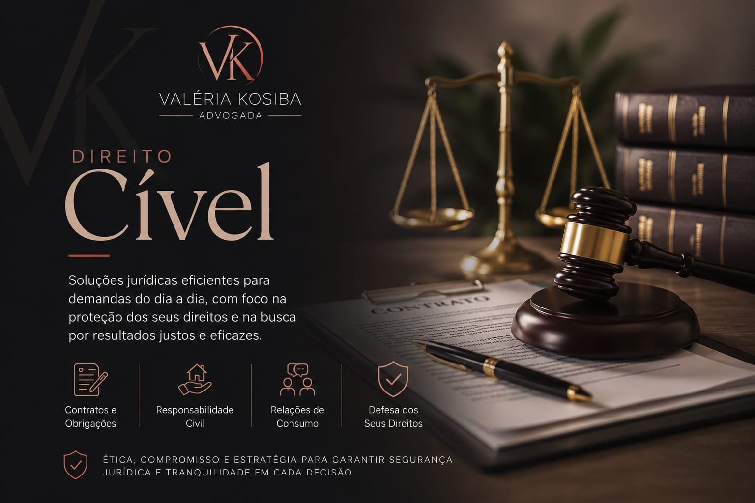 Advogada em ambiente profissional relacionado ao Direito Civil